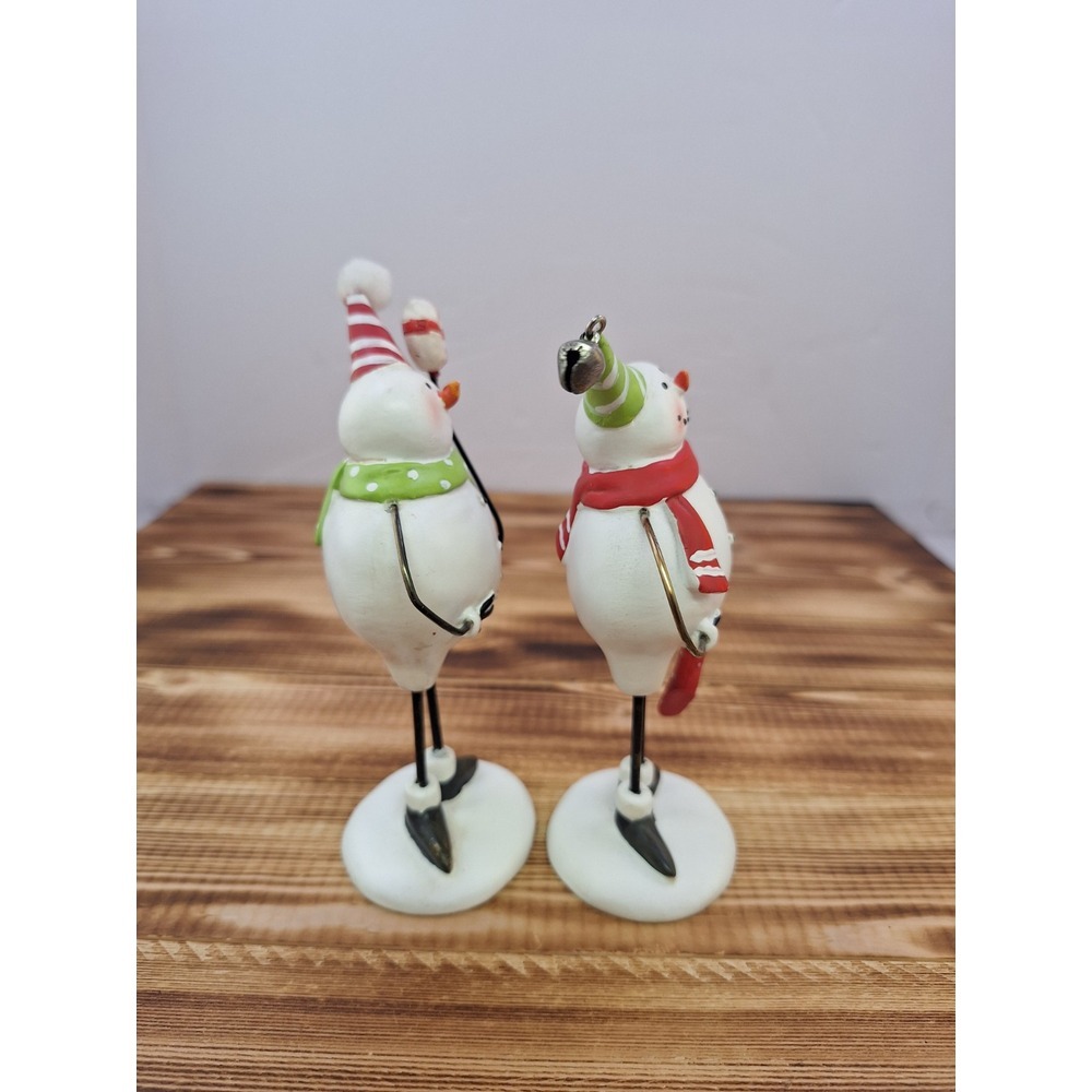 Christmas Snowmen‎ 6" figurines. Lot of 2 Wire Clay Winter Decor - Picture 4 of 9